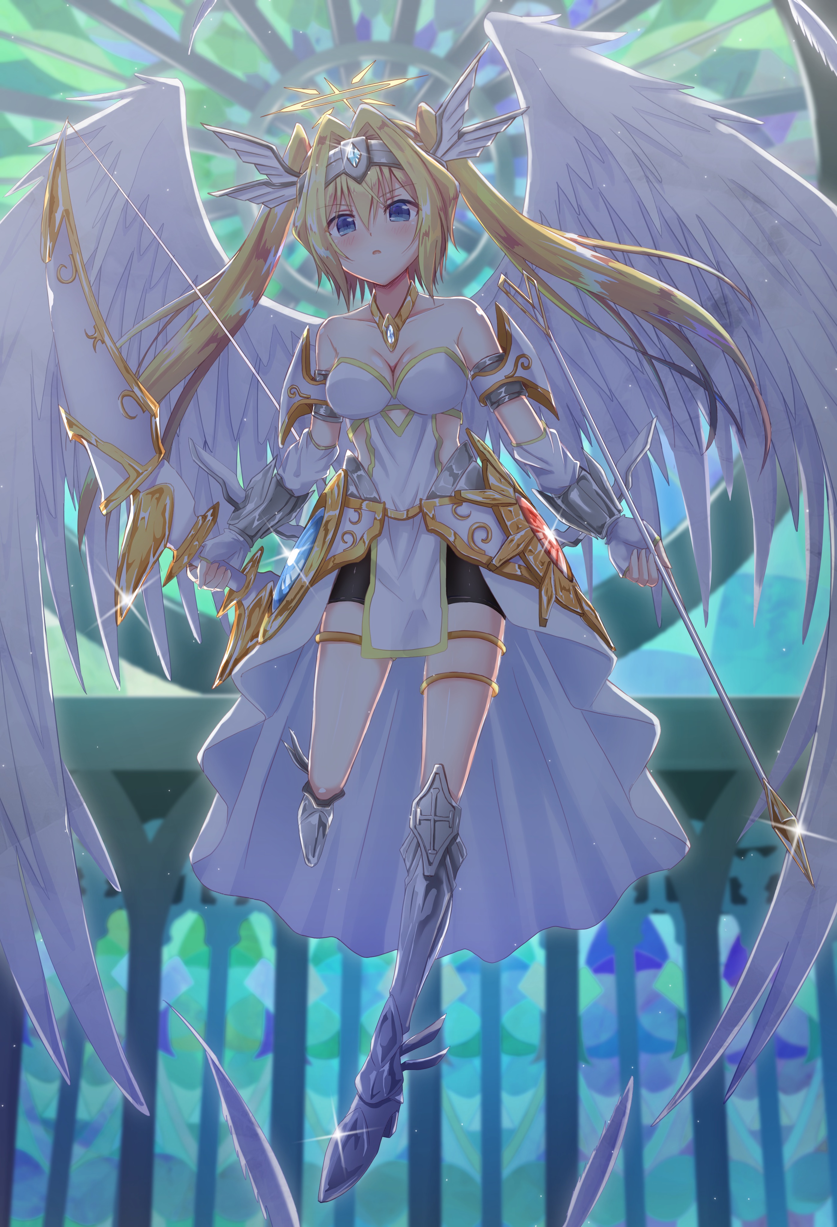 Artina Angel Armor Cleavage Dress Garter Heels No Bra Weapon Wings 694726 Yande Re